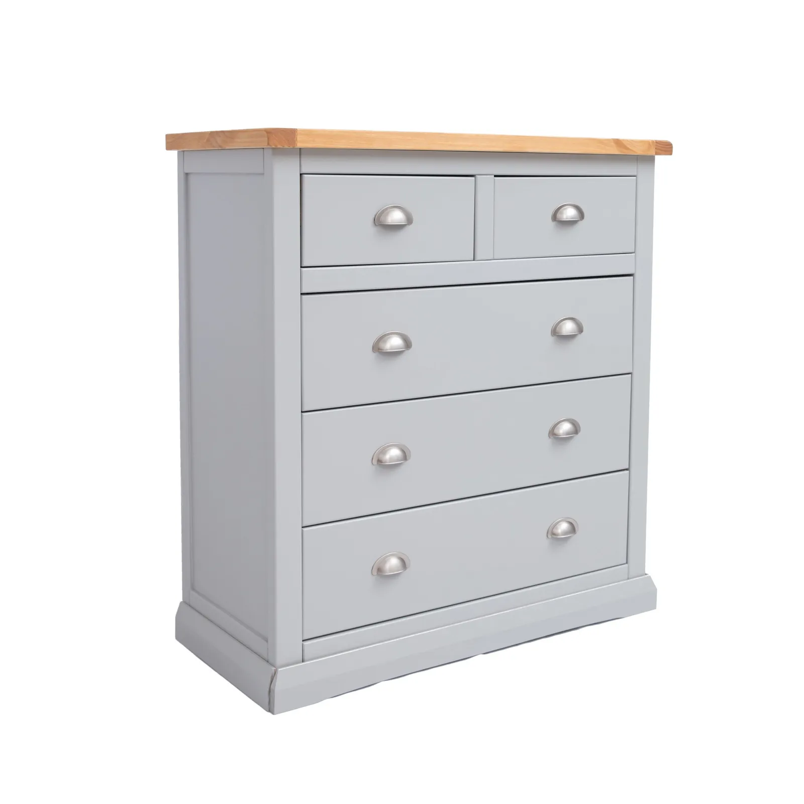 Cabinet Bits Loreo 5 Drawer Chest of Drawers Chrome Cup Handle in Light Grey 2