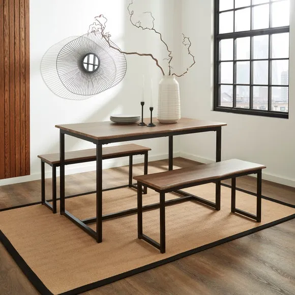 Ronan 4 Seater Wave Edge Dining Table and Bench Set 2