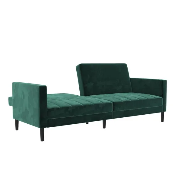 Liam Velvet Clic Clac Green Double Sofa Bed 3