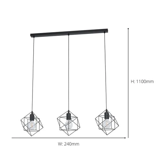 EGLO Straiton Modern 3 Light Diner Ceiling Light 4