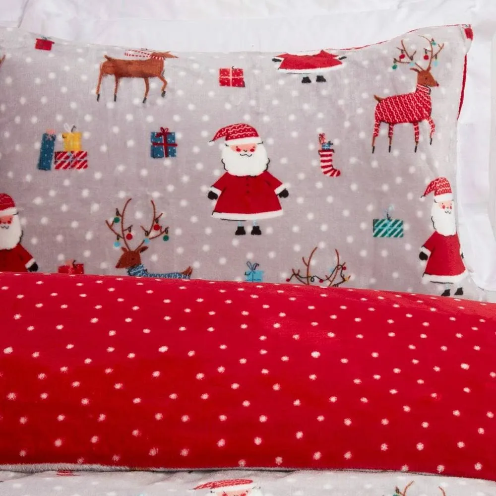 Smart Living Printed Santa Christmas Fleece Duvet Cover With Pillowcases 3