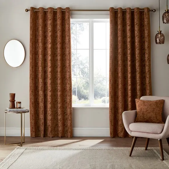 Mottled Chenille Eyelet Curtains 2