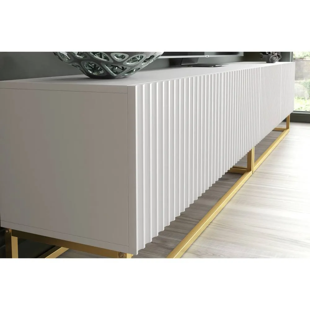 Creative Furniture Ripple Duo TV Unit 200cm - White with Fluted Doors 5