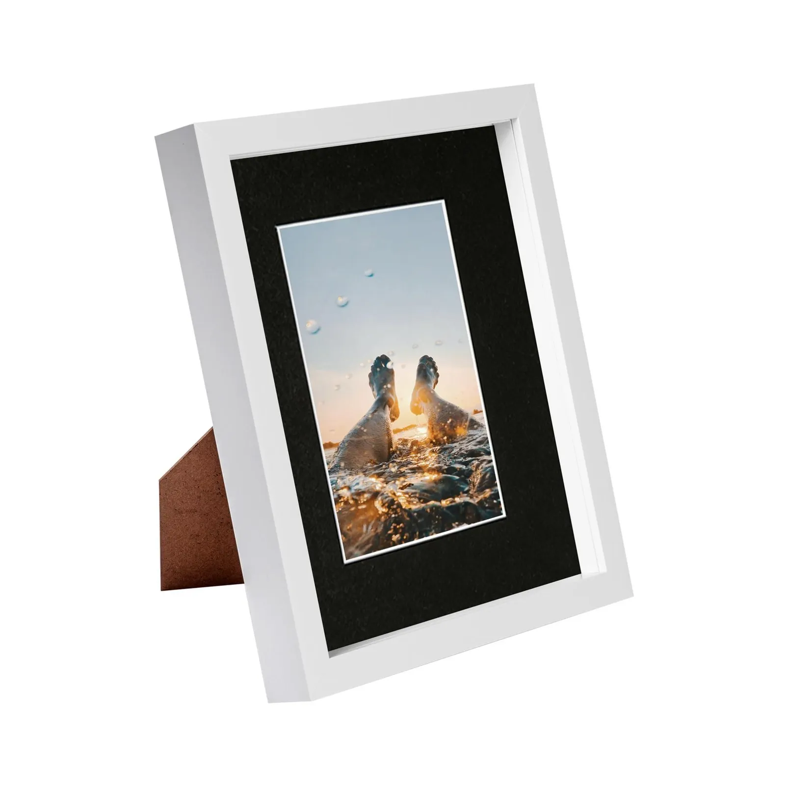 Nicola Spring Ivory 8x10" White 3D Box Photo Frame 4x6" in Black