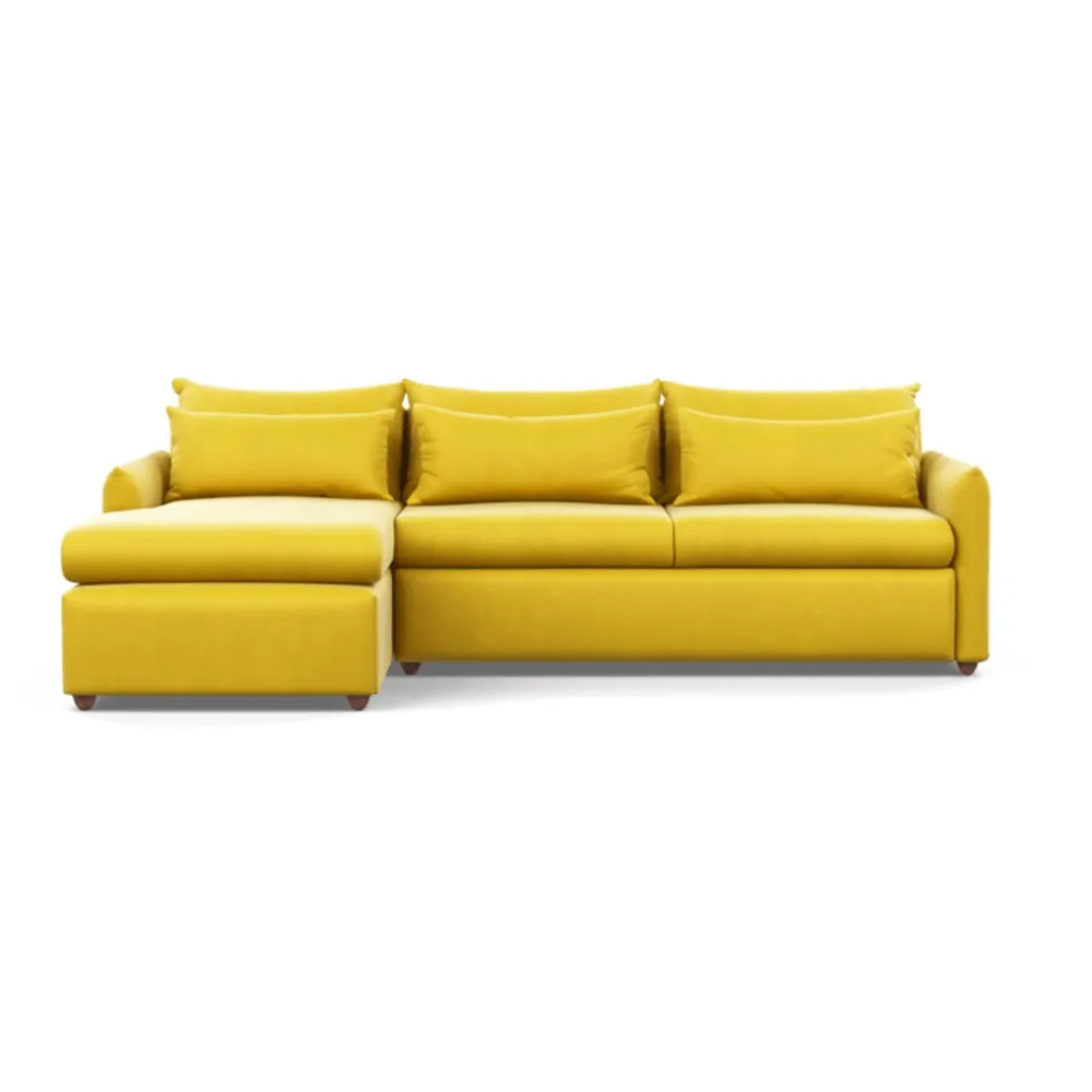 Heal's Pillow Large Left Hand Corner Chaise Varese Velvet Alchemilla Chestnut