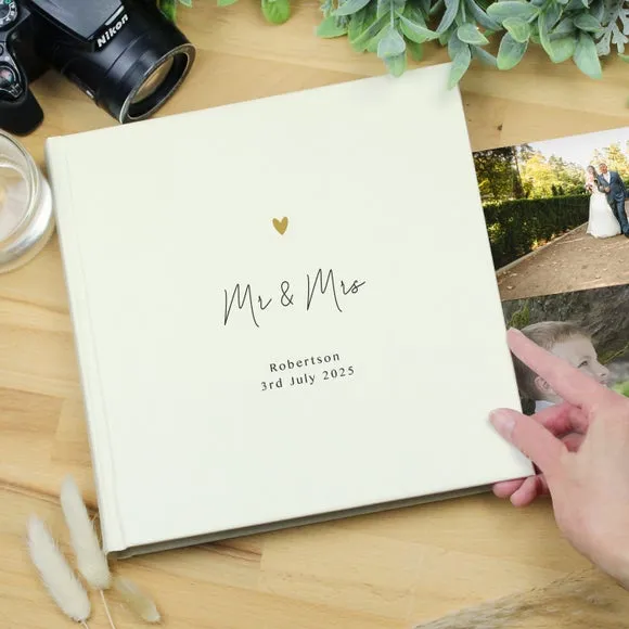 Personalised Gold Heart Couples Square Photo Album 3