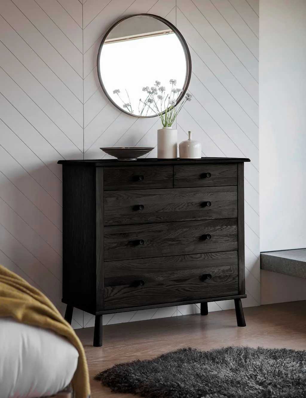 Gallery Direct Wycombe 5 Drawer Chest Black