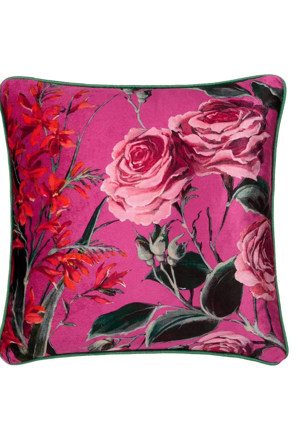 Laurence Llewelyn-Bowen 'Cotswald Fantasia Dawn' Soft Touch Floral Print Velvet Filled Cushion in Pink 2