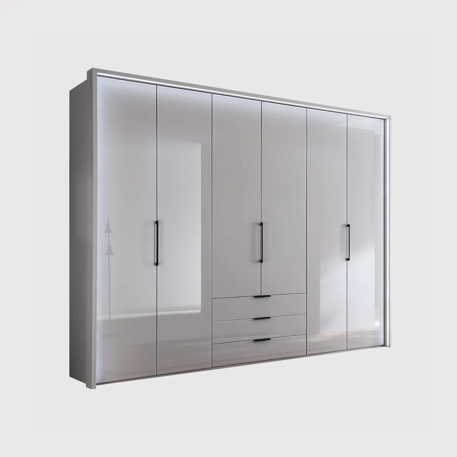 Templin 2000 6 Glss Door Combi Wardrobe, Grey | Barker & Stonehouse