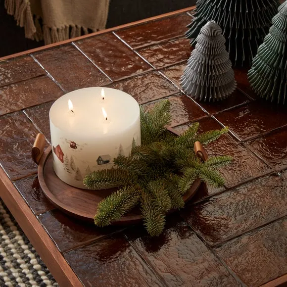 Harvey Walnut Wooden Round Candle Tray 6