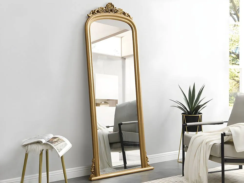 Vente-unique Large Paulownia Wood Mirror With Mouldings - H180 Cm - Gold - MERRY 3