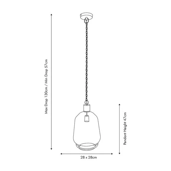 Fia Clear Glass Chain Drop Pendant Light 5