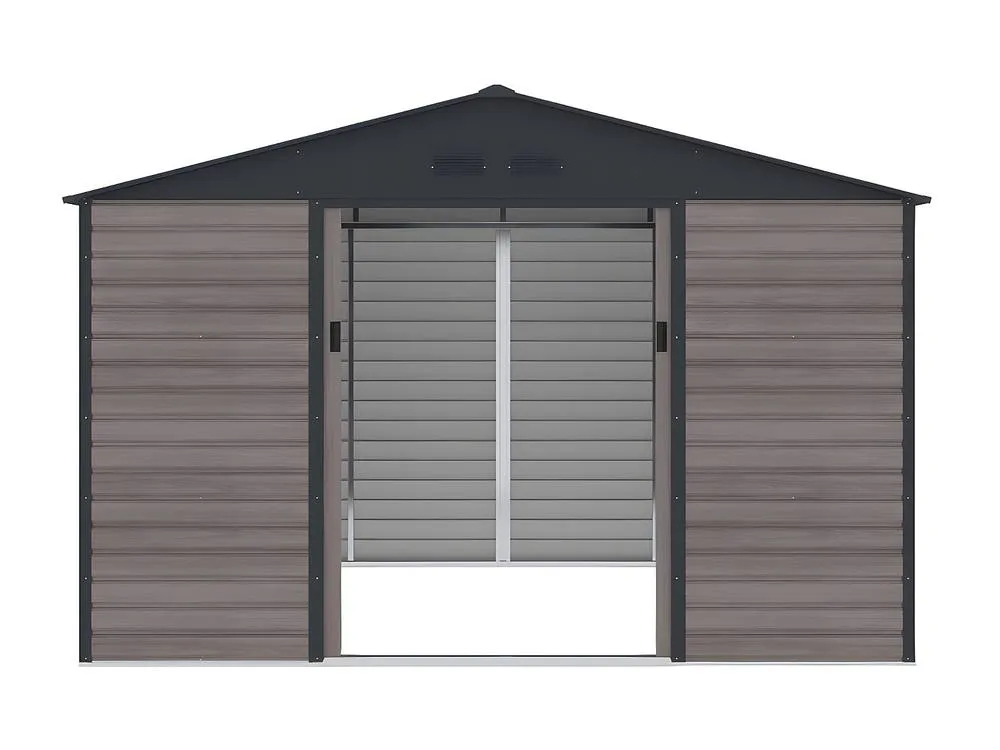 Vente-unique Galvanised Steel Garden Shed - Grey Wood Effect - 10.98 M² - ADELMO 4