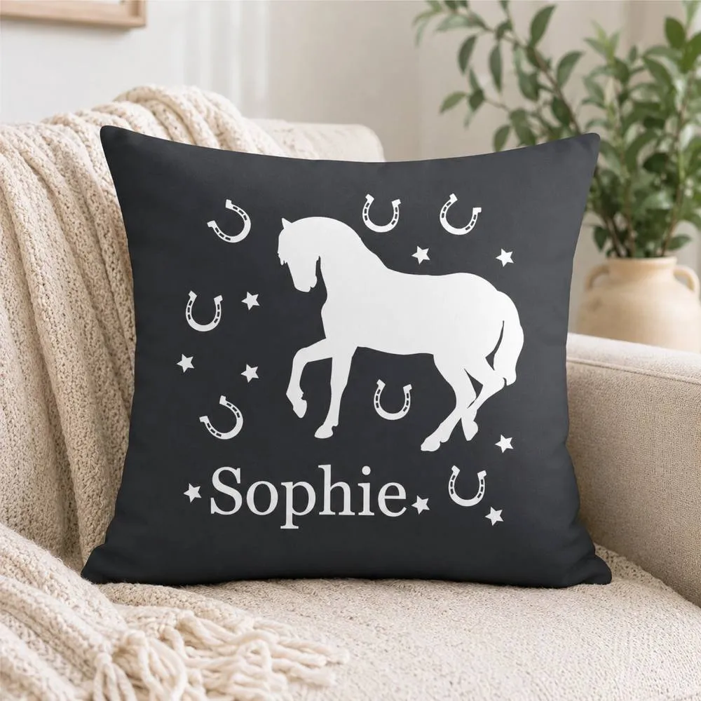 60 SECOND MAKEOVER Personalised Horse Cushion Cover in Grey