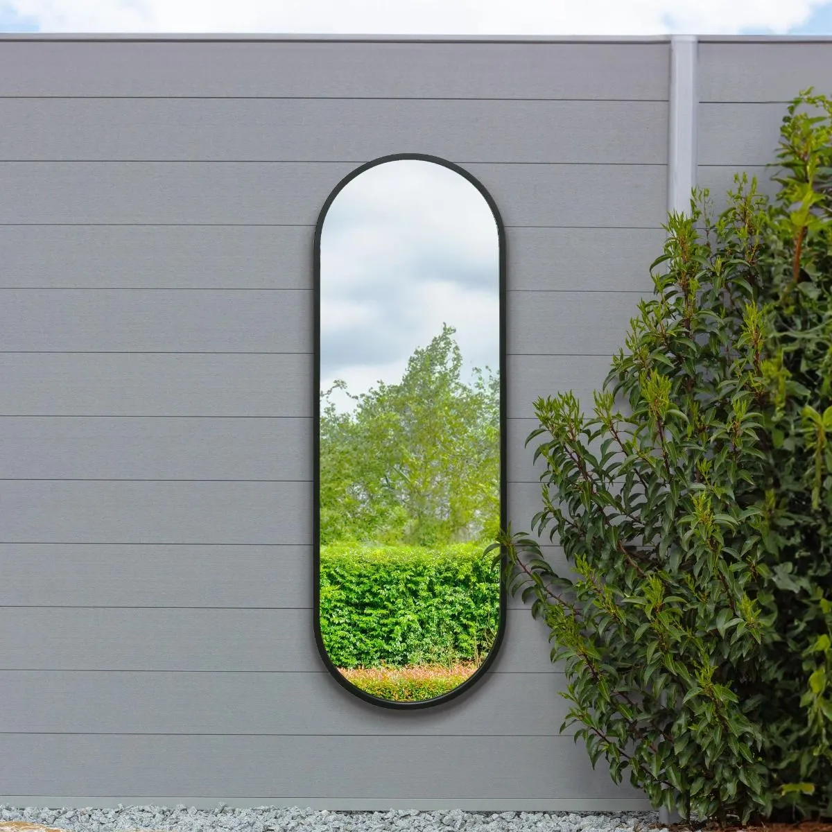 MirrorOutlet Black Metal Framed Double Arched Garden Wall Mirror (160 X 55CM) 6
