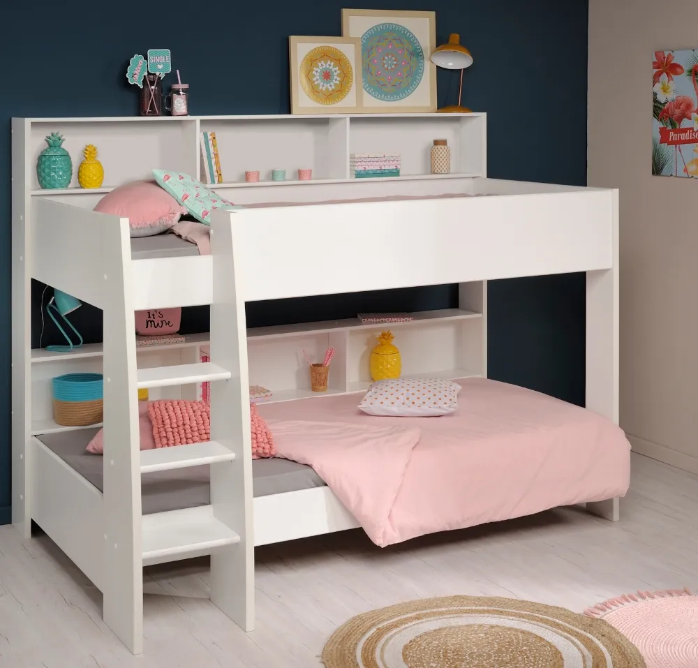 Tam Tam White and Oak Wooden Bunk Bed Frame - EU Single