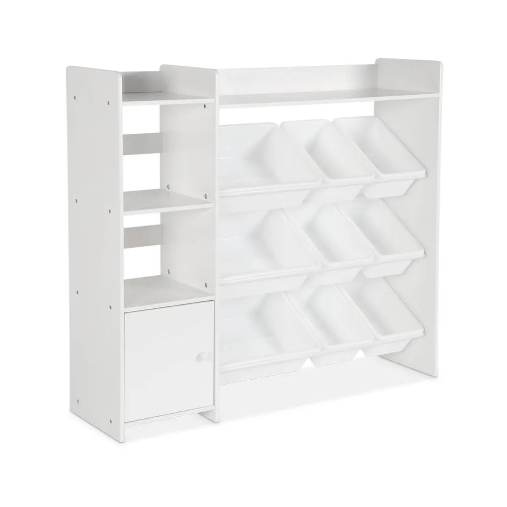 sweeek Children's storage unit with 9 storage boxes, 4 shelves, 1 door in White 2