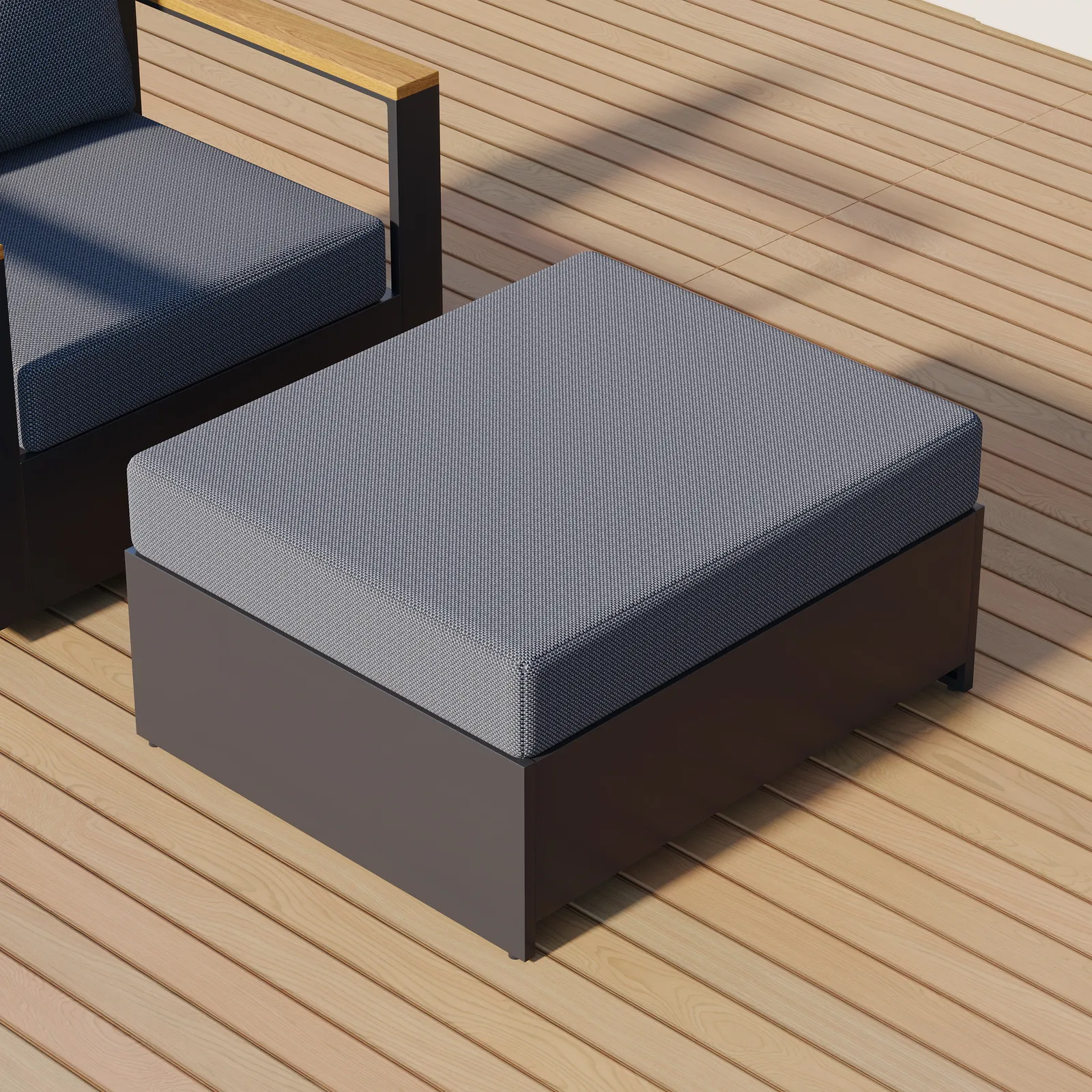 Tevara Outdoor Matching Swivel Footrest Storage Ottoman in Grey