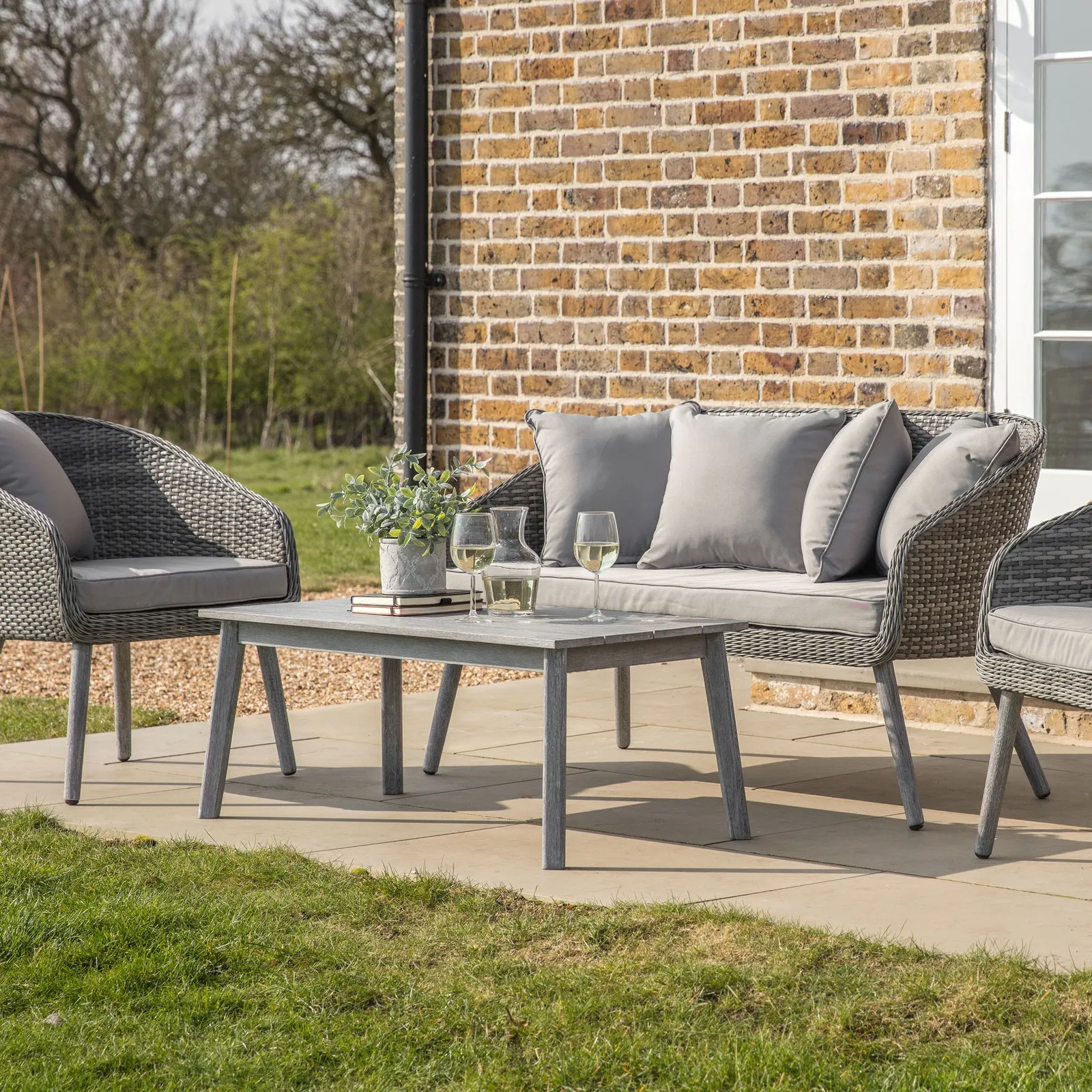Roma 4 Seater Lounge Set Grey