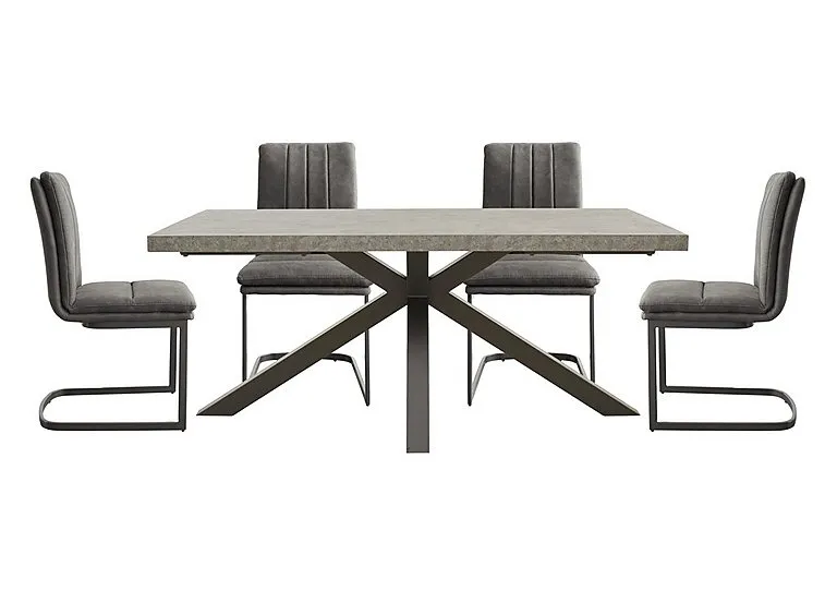 Moon Star Base Dining Table and 4 Upholstered Cantilever Chairs