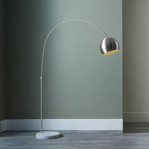 Feliciani Arc Brushed Metal and Marble Floor Lamp