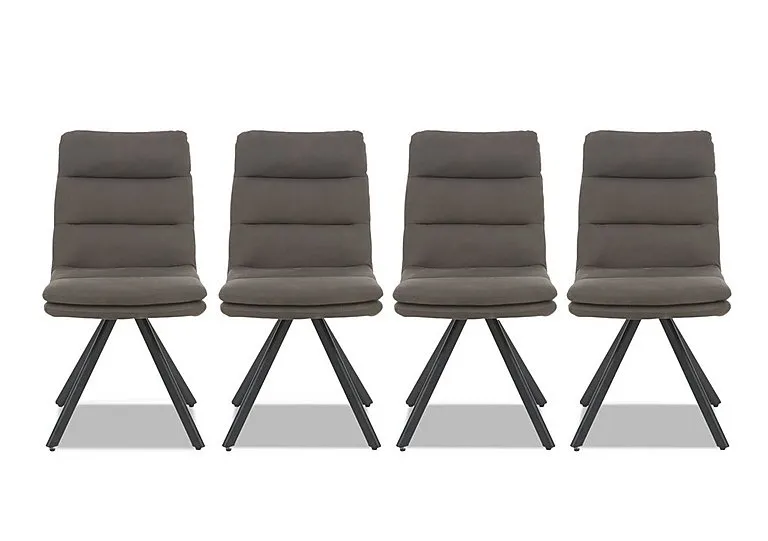 Njord Set of 4 Fabric Swivel Dining Chairs - Anthracite