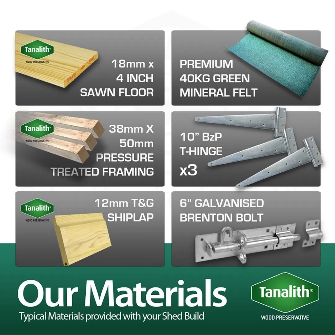Buttercup Farm 10 x 7 Feet Pent Shed - Double Door W/ Windows - L214 x W302 x H201 cm in Brown 6