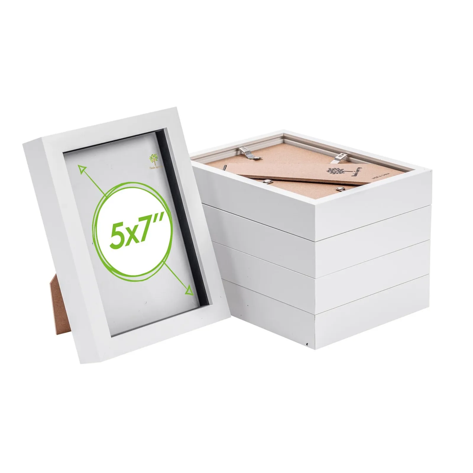 Nicola Spring 3D Box Photo Frames - 5 x 7" - Pack of 5 in White 1