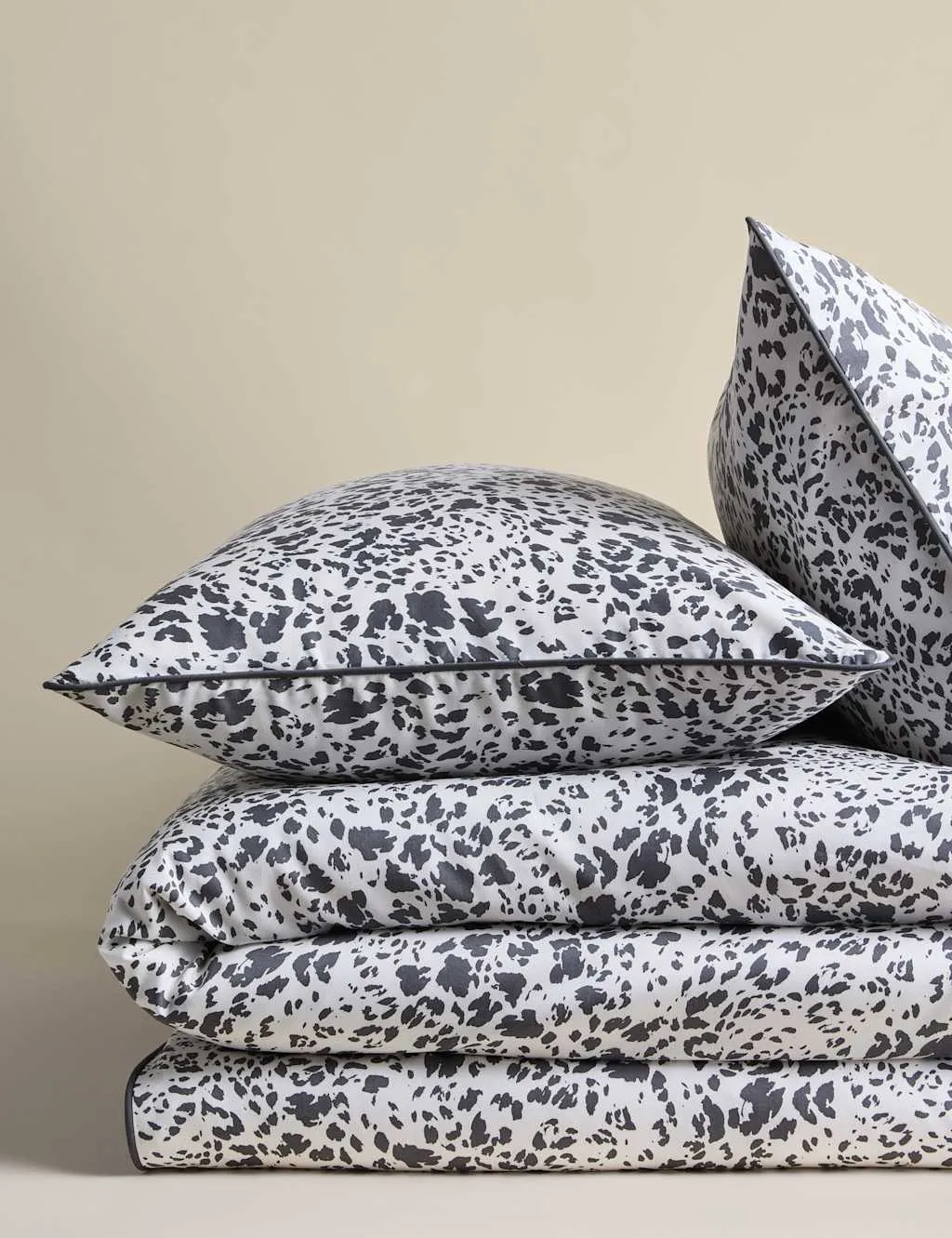 M&S Pure Cotton Animal Print Bedding Set Charcoal Mix