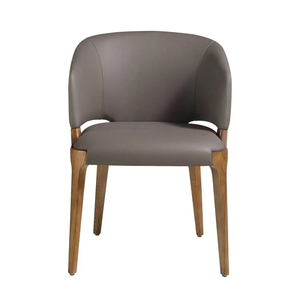 Angel Cerda Dark Mink Leatherette Dining Chair with Armrests in Grey 2