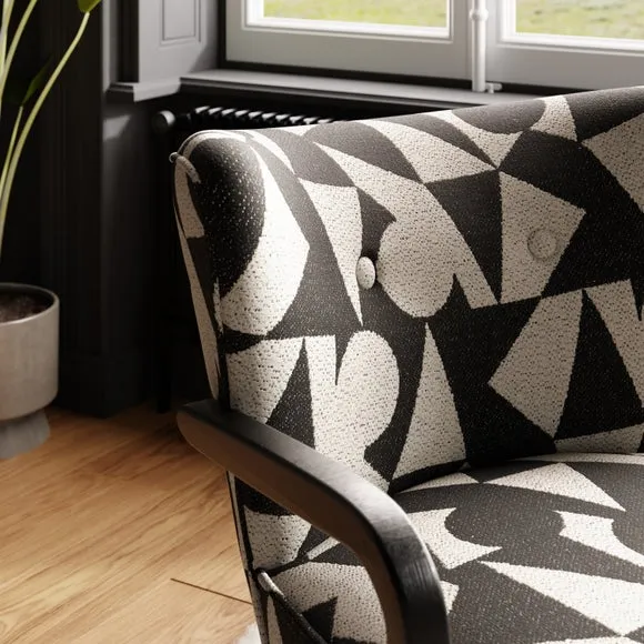 Eliza Abstract Jacquard Wooden Arm Occasional Chair 4
