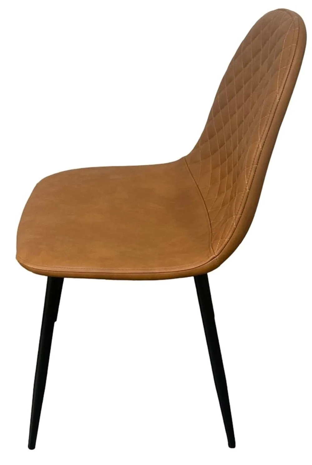 IH Design Corona Tan Faux Leather Dining Chairs Set of 4 with Black Steel Legs 4
