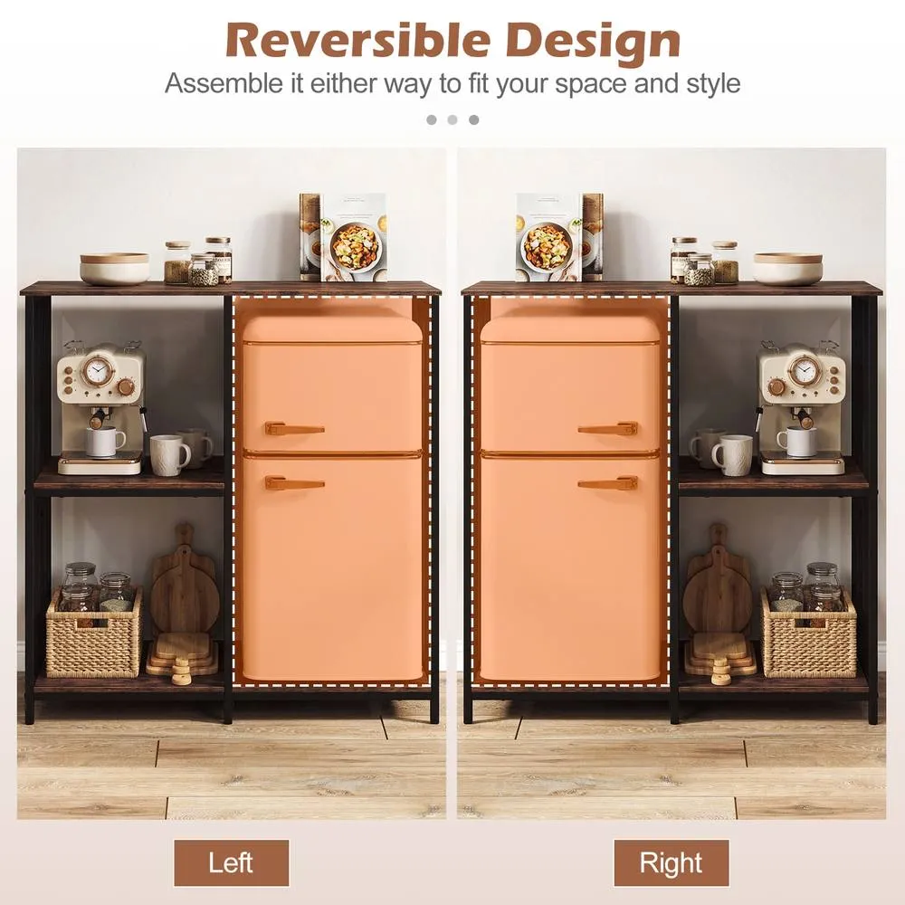 Costway Kitchen Baker's Rack Mini Fridge Stand Table w/ 4 Shelves Bar Table in Brown 5