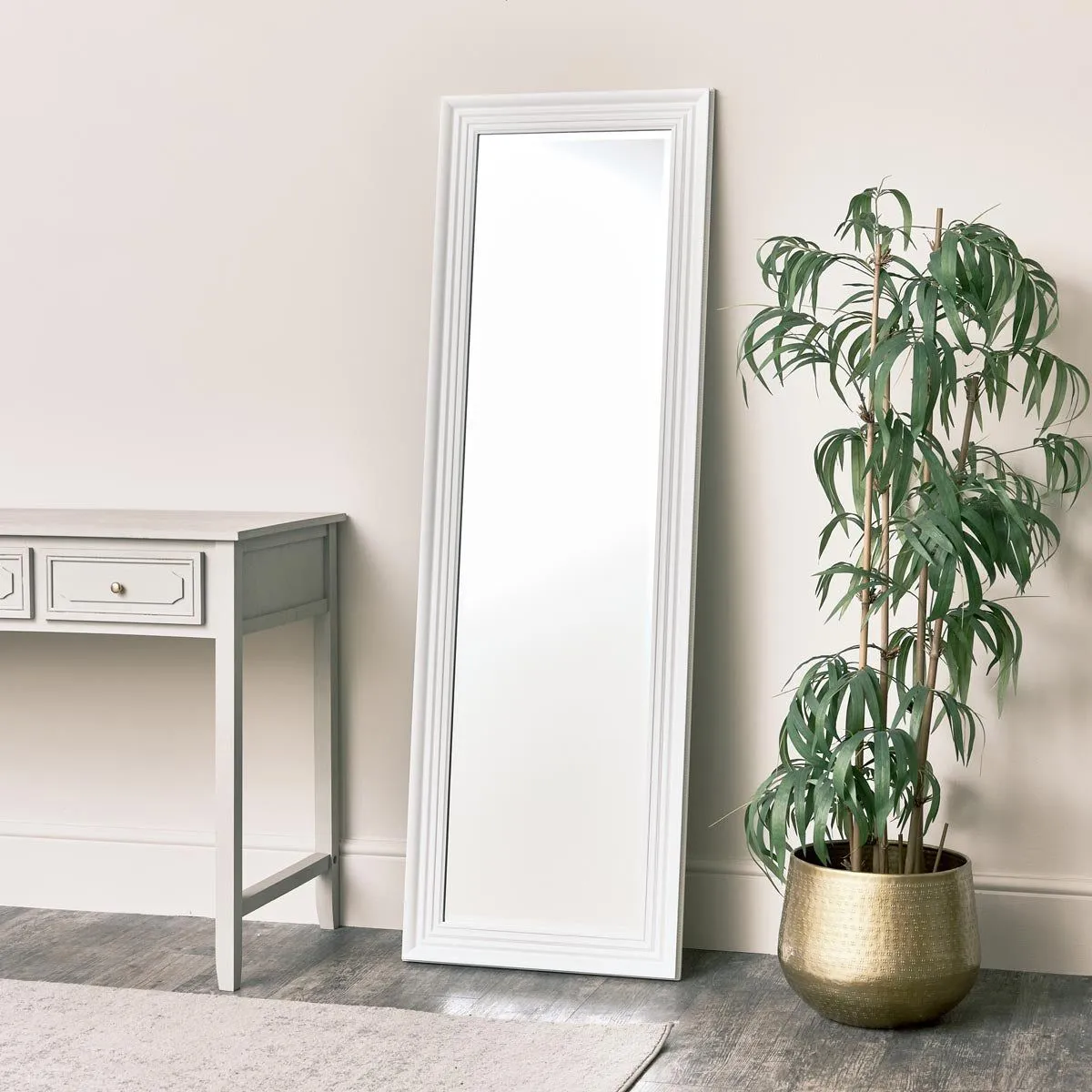Melody Maison Tall White Full Length Mirror 52cm X 160cm in Off-White