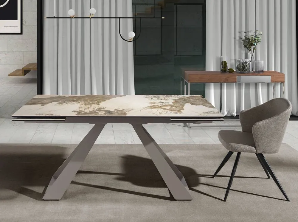 Angel Cerda Rectangular Extendable Dining Table White Porcelain 6