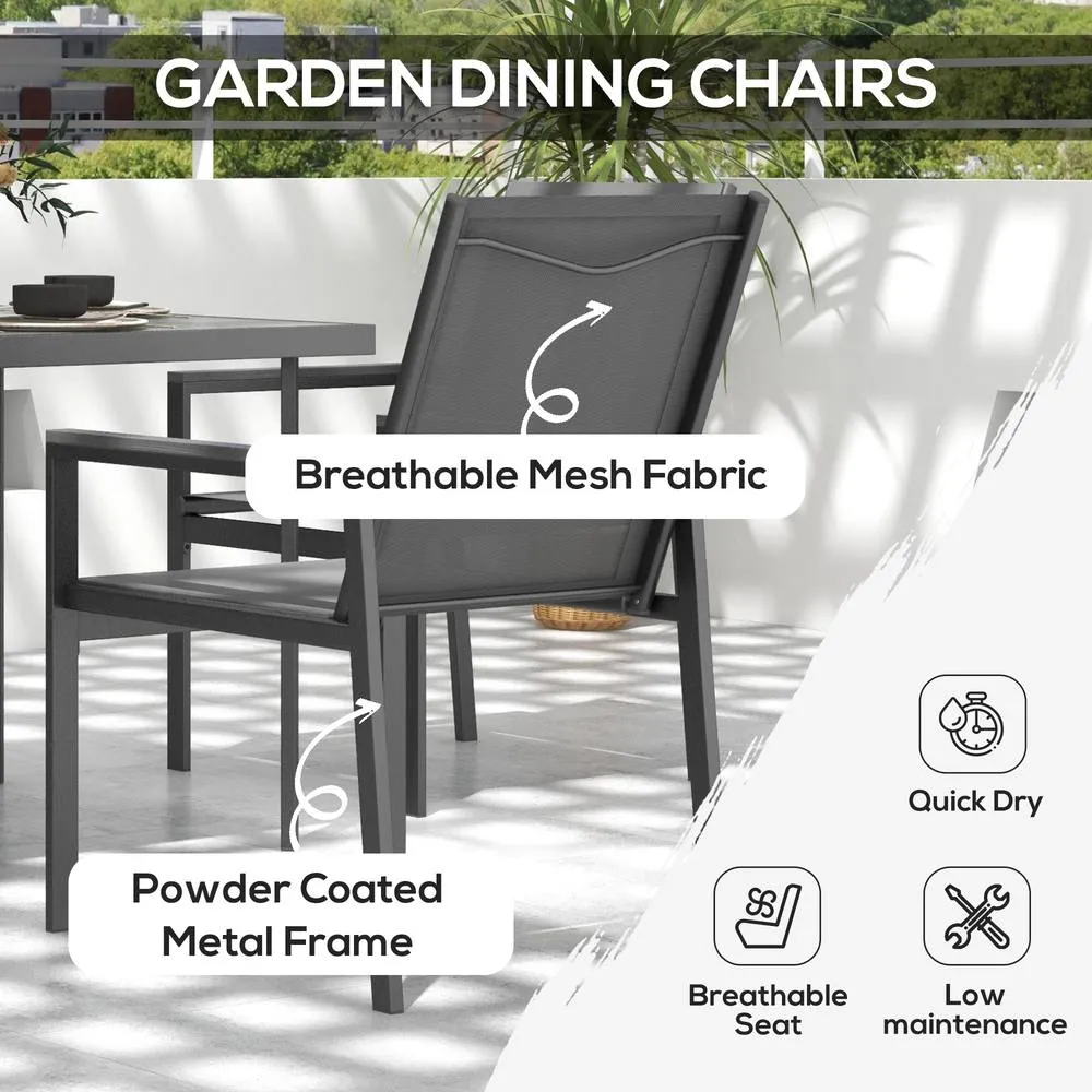 OUTSUNNY 5 Pieces Outdoor Dining Table & 4 Armchairs, Garden Dining Set, Grey 4