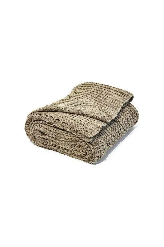nielsen Alen Coarse Knitted Throw Blanket Cotton 150 x 200cm in Light Brown