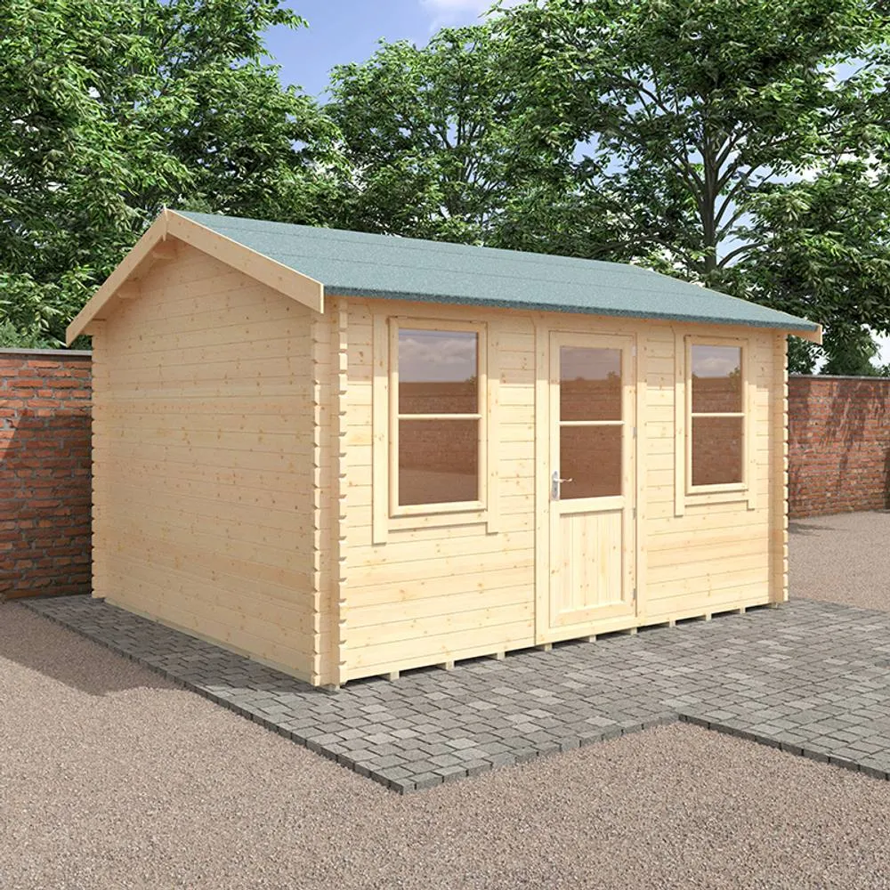 Buttercup Farm 14x12w The Skipton Plus 44mm Cabin - L415 x W355 x H282.9 cm in Natural 2