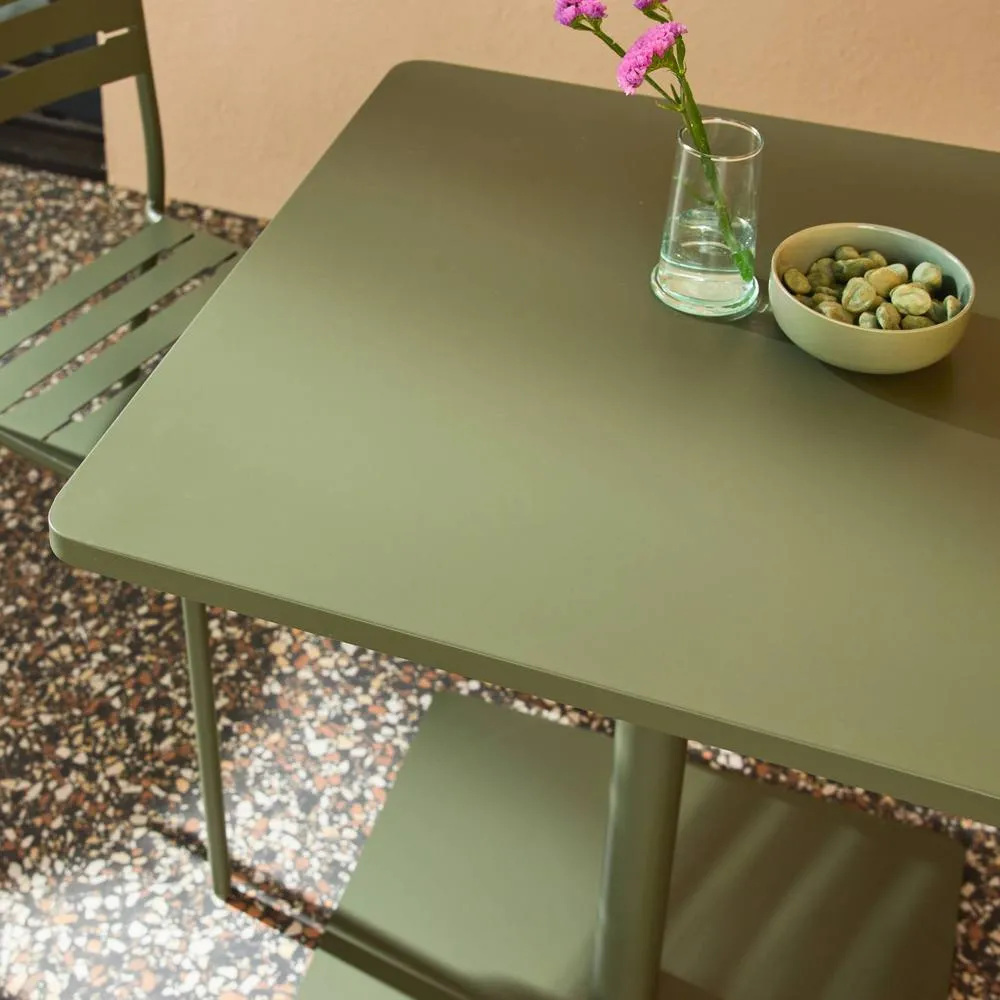 sweeek Square steel bistro garden table + 2 chairs in Khaki 6