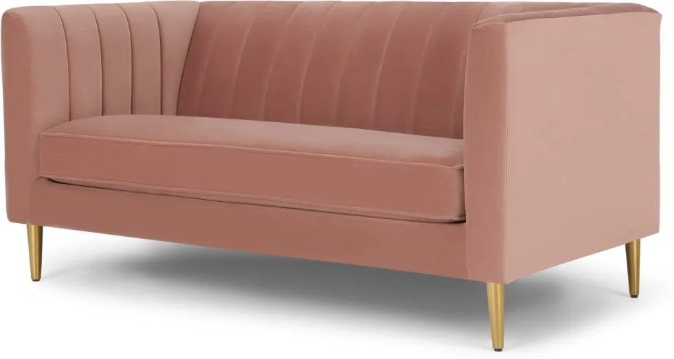Amicie 2 Seater Sofa, Blush Pink Velvet