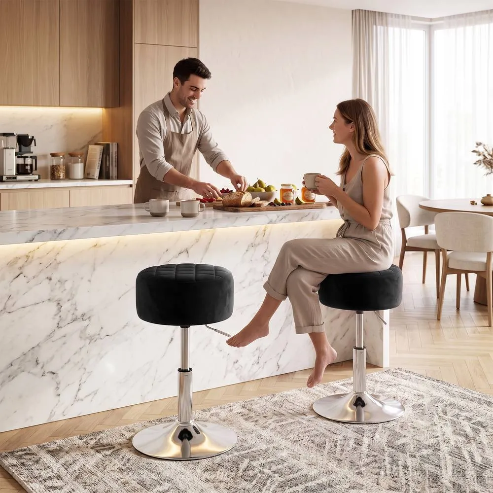 HOMCOM Bar Stool Adjustable Swivel 1 Piece in Black 2