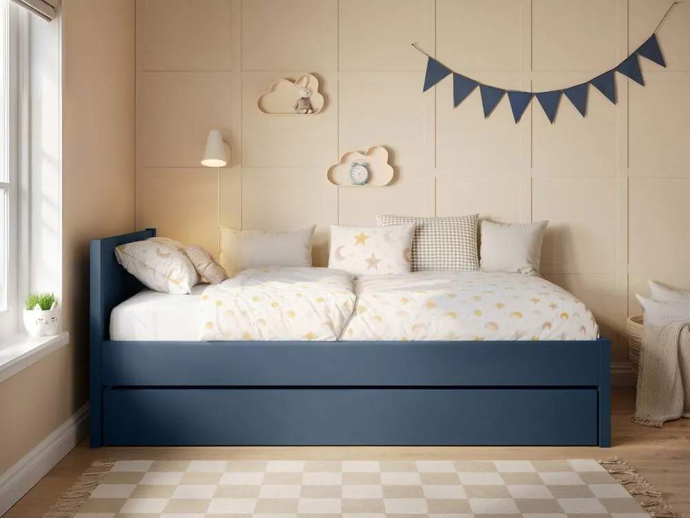 Flair Oli Single Wooden Bed with Drawers in Blue 3