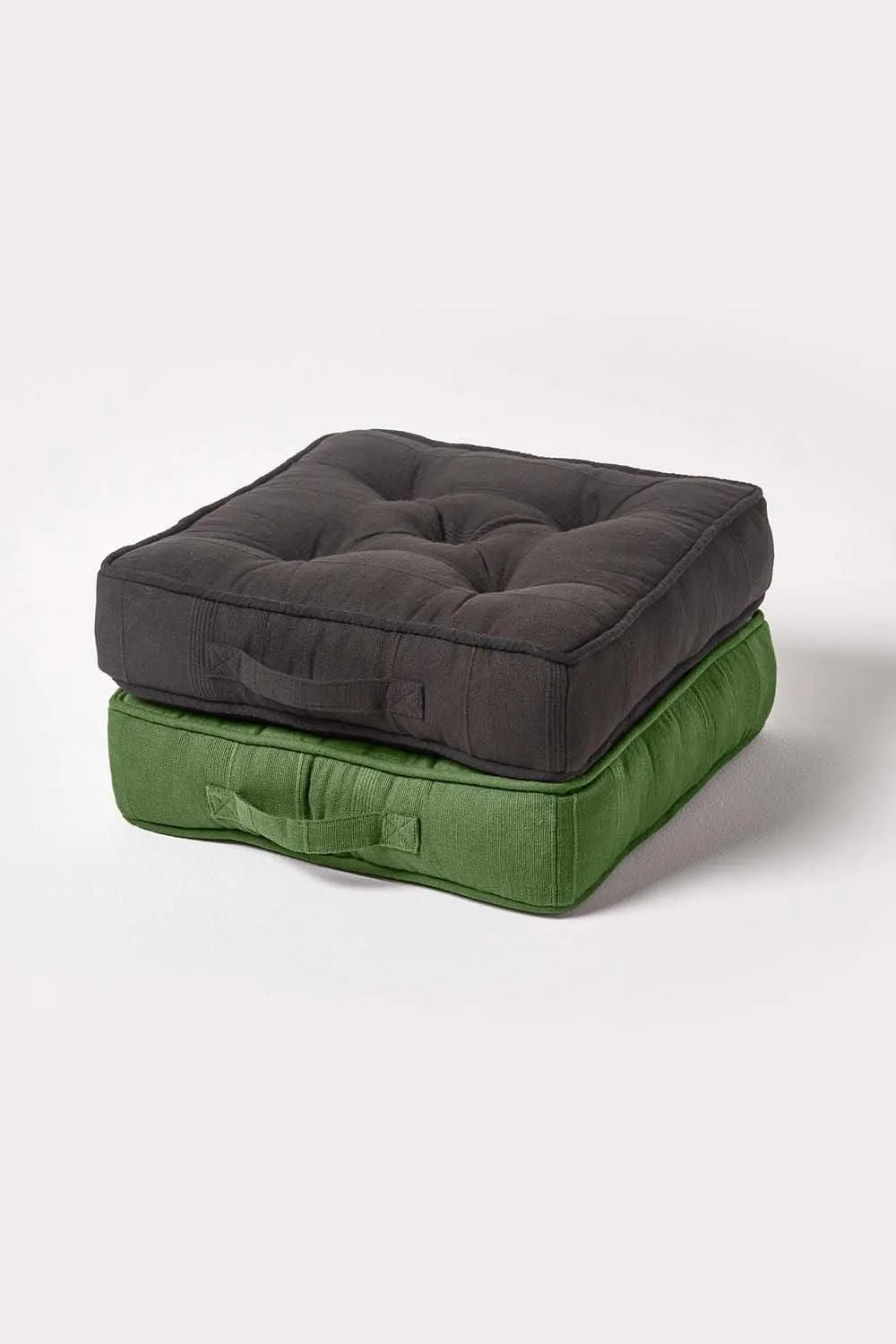 Homescapes Rajput Ribbed Cotton Floor Cushion in Dark Olive 6