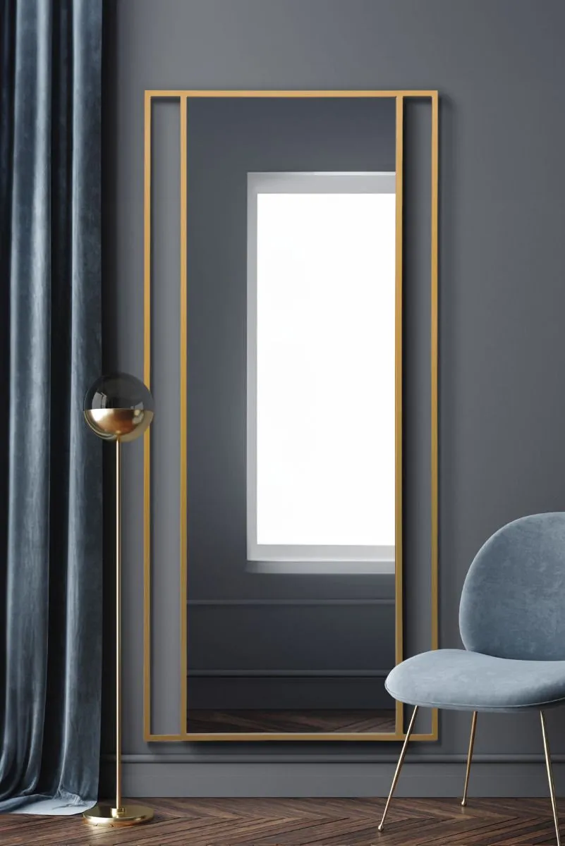 MirrorOutlet Gold Modern Wall & Leaner Mirror 79" X 35" (200 x 90CM)