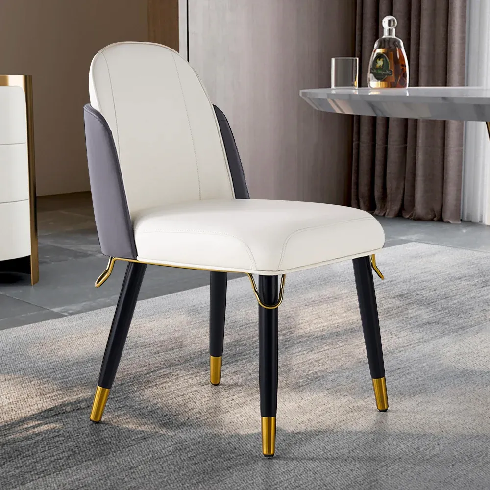 Set of 2 Modern Dining Chairs PU Leather with Upholstered Grey Dining Room Chairs