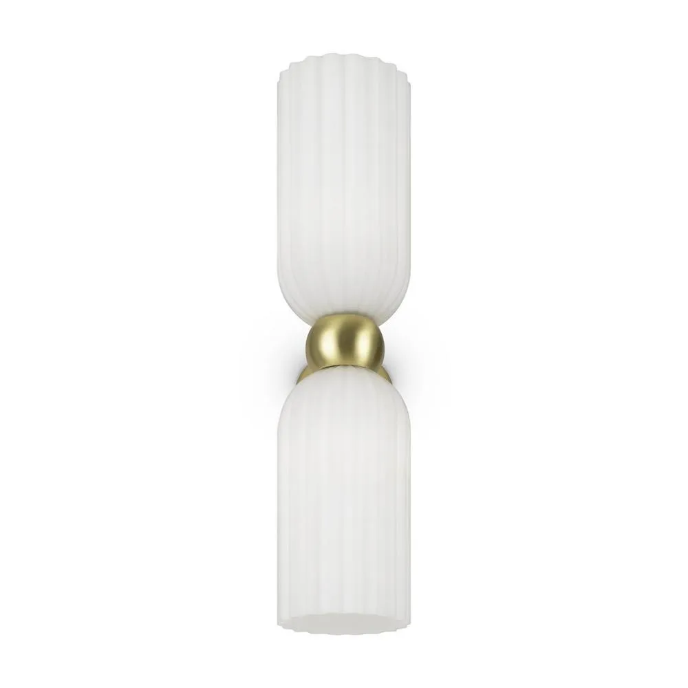 Netlighting Maytoni Antic Modern 2 Light Up & Down Wall Lamp Gold White Shade E14 3