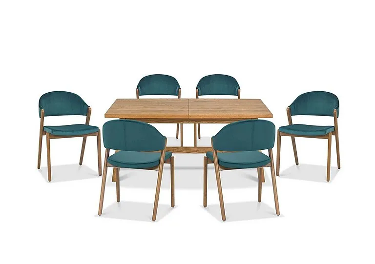 Stratford Small Extending Dining Table with 6 Fabric Chairs
