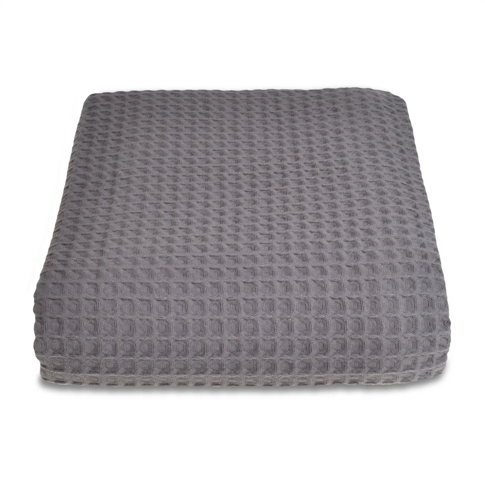 Allure Bath Fashions Luxury Hotel Waffle Throw Blanket Bedspread - 100% Cotton in Dark Grey