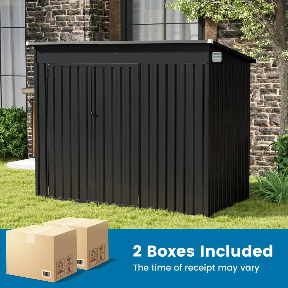 Costway 235 x 117 x 185cm Outdoor Storage Shed Garden Tool House w/2 Doors-Grey in Grey 5