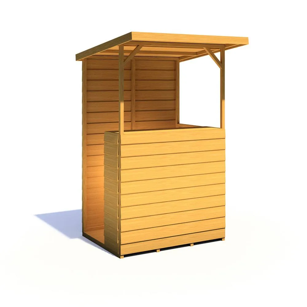 Shires Tiki 4 x 3 Feet Garden Bar - Wood - L89 x W119 x H205.4 cm in Light Brown